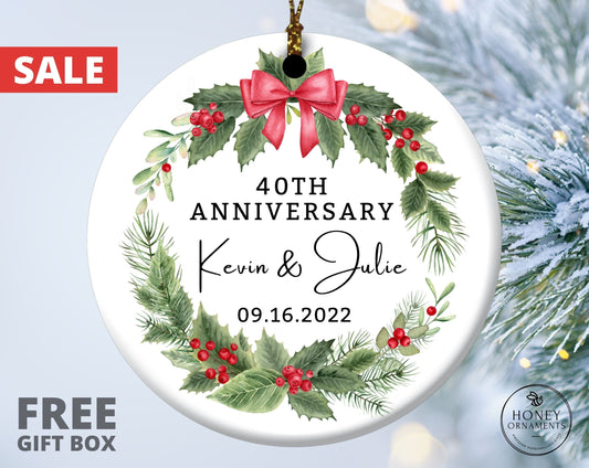 40th Anniversary Gifts for Husband, 40th Anniversary Gift for Parents, Personalized Anniversary Ornament, Wedding Gift, 40 Year Anniversary