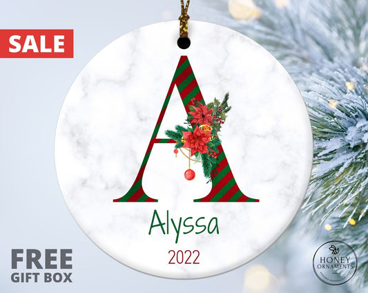Family Christmas Ornament, Personalized Name Ornaments, 2023 Custom Initial Ornament, Christmas Decoration Gift, Monogram Alphabet Ornament