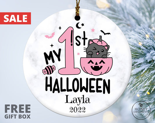 My First Halloween Ornament, Personalized Baby's First Halloween Gift, Baby Halloween Gift, Newborn Baby Girl Gift, My 1st Halloween Girl