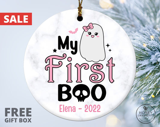 My First Halloween Gift, Personalized Baby's First Halloween Ornament, My First Boo Halloween Gift, Newborn Baby Girl Gift, My 1st Halloween