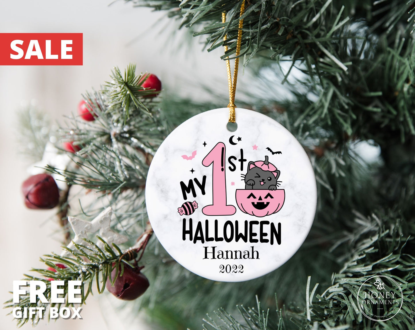 My First Halloween Ornament, Personalized Baby's First Halloween Gift, Baby Halloween Gift, Newborn Baby Girl Gift, My 1st Halloween Girl