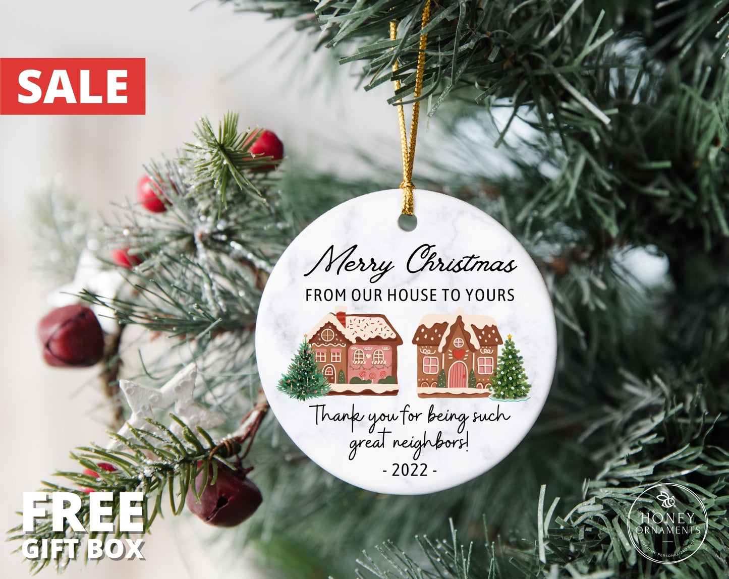 Neighbor Christmas Ornament, Christmas Gift for Neighbor, Best Neighbor Ever Gift, Appreciation Gift, Thank You Ornament, 2023 Neighbor Gift
