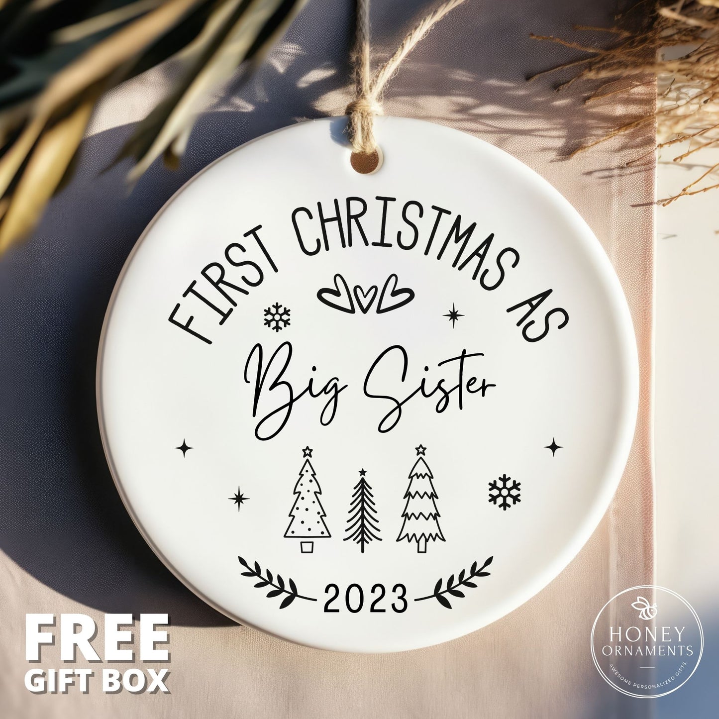 Promoted to Auntie & Uncle Ornament, Big Sister, Pregnancy Announcement, Pregnancy Reveal, First Christmas as Big Brother, Grandparents, Mom