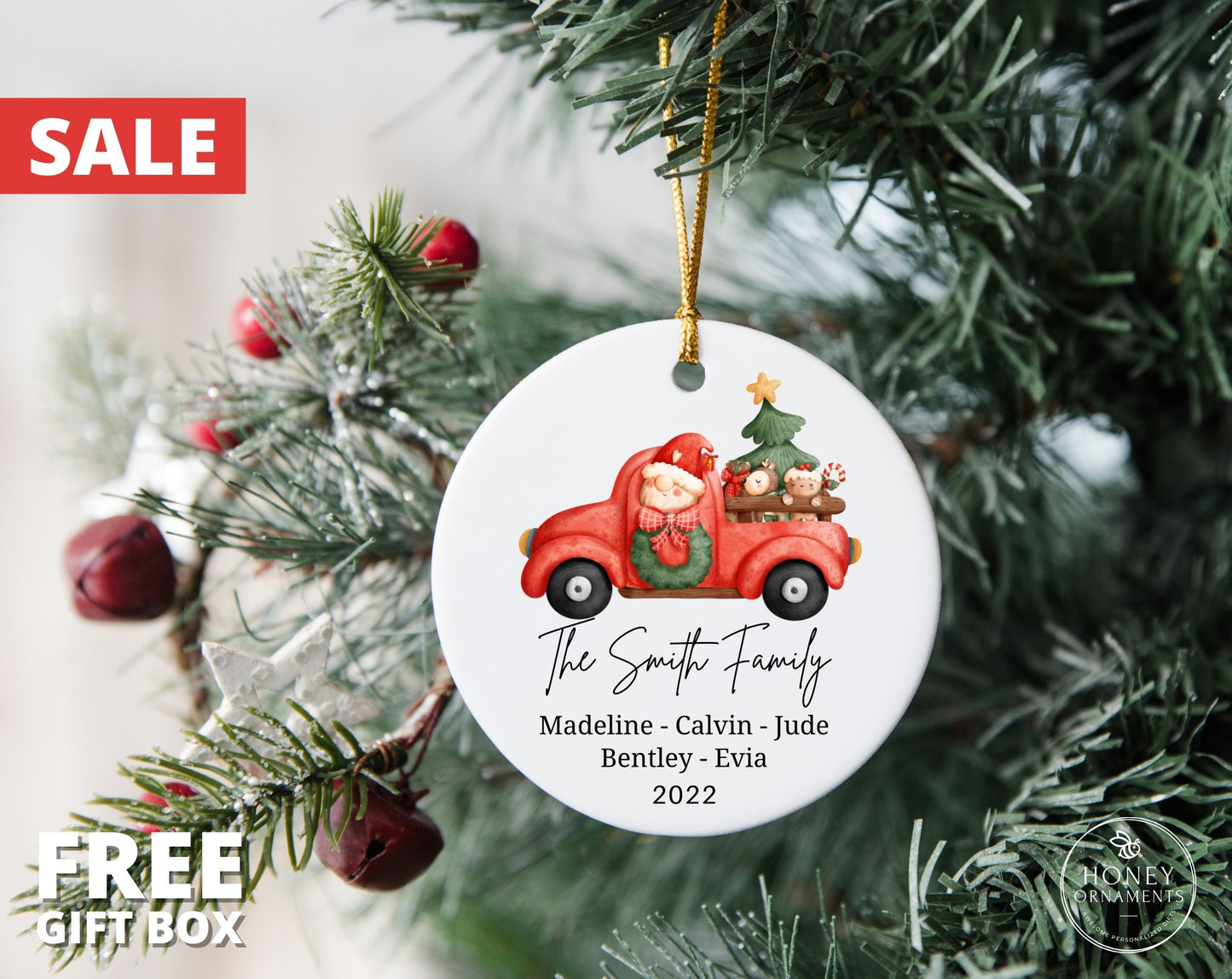 Personalized Family Christmas Ornament with Names, 2023 Family Tree Christmas Ornament, Custom Christmas Gift, Cute Family Keepsake Ornament