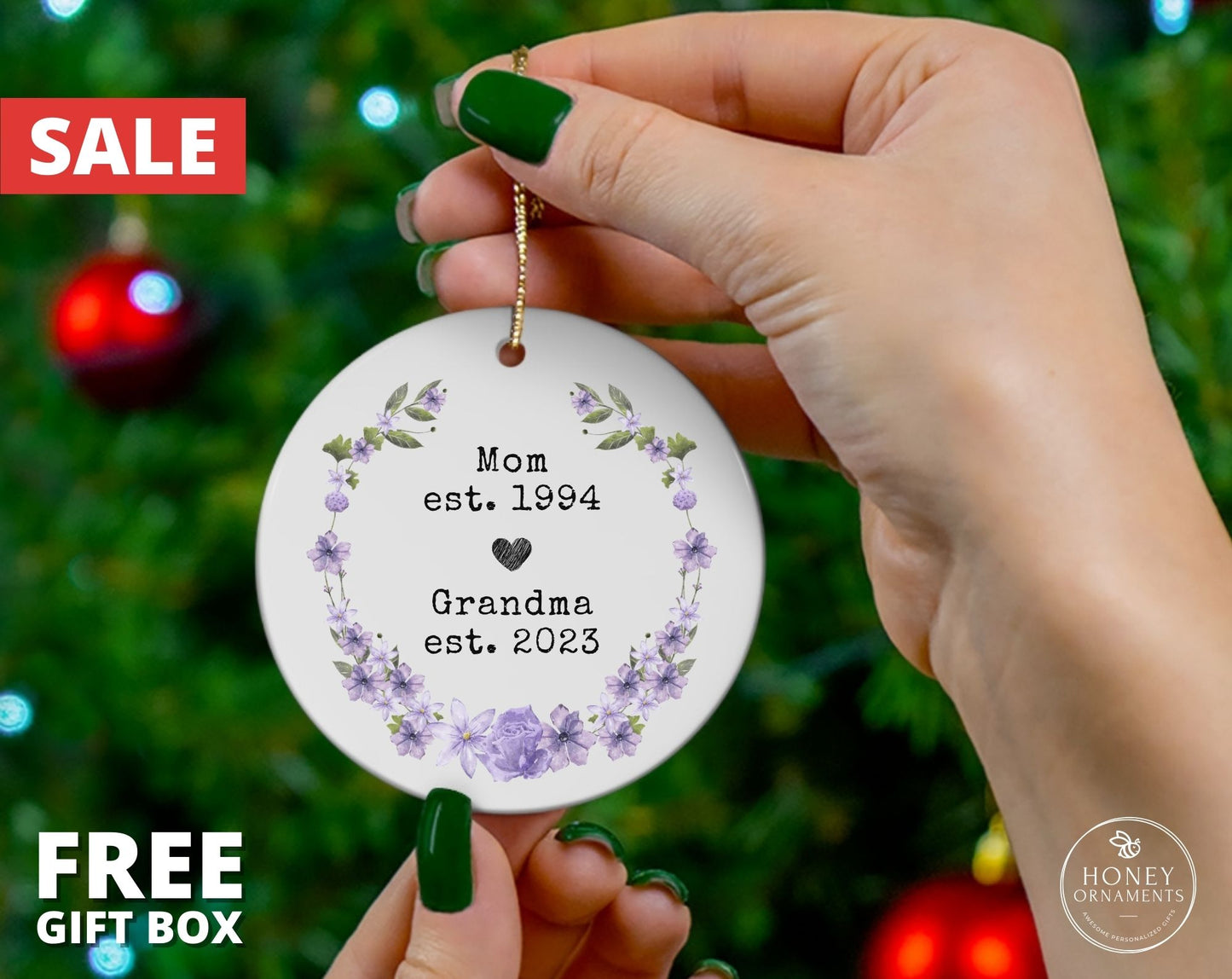 Grandma Gift, Personalized Gift For Grandma, Grandma Ornament, Pregnancy Announcement, New Grandma, Promoted Grandma Christmas Ornament