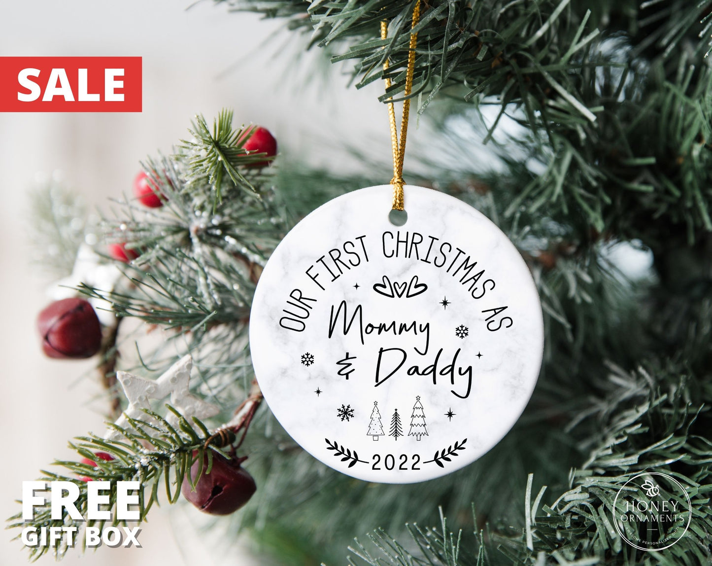 New Parents Ornament, New Parents Expecting Parents Gift, Baby Announcement, Our First Christmas as Mommy and Daddy, New Parents Gift