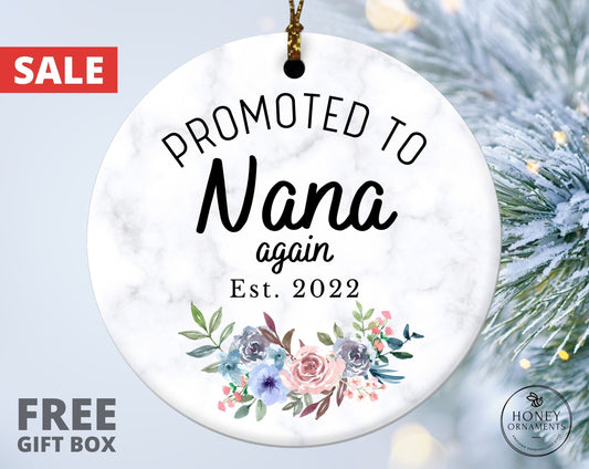 Promoted to Nana Again Ornament - EST 2026 - New Grandma Gift - First Time Grandma Gift - Future Grandma Gifts - Mothers Day Gift, Nana Gift