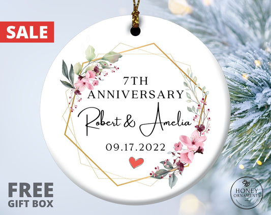 7th Anniversary Gift, Personalized Seventh Copper Anniversary Ornament, 7th Wedding Anniversary Gifts, 7th Wedding Gift, 7 Year Anniversary