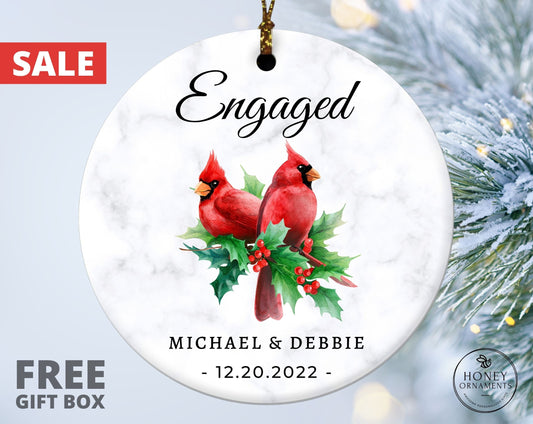 Engaged Christmas Ornament, Custom Engagement Keepsake, Engagement Announcement Gift, Engagement Gift, Personalized First Christmas Engaged