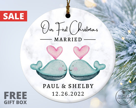 Our First Christmas Married Ornament, Personalized Wedding Gift, Mr and Mrs Ornament, Wedding Ornament, Newlywed Gift, Just Married Gift