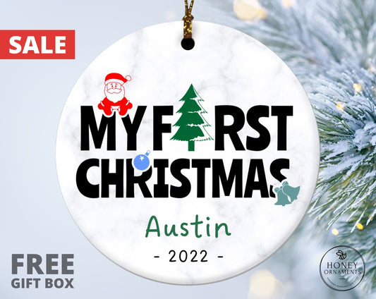 My First Christmas Ornament, Newborn Gift Basket, Personalized Baby's First Christmas Ornament, Newborn Baby Girl Baby Boy Gift Box