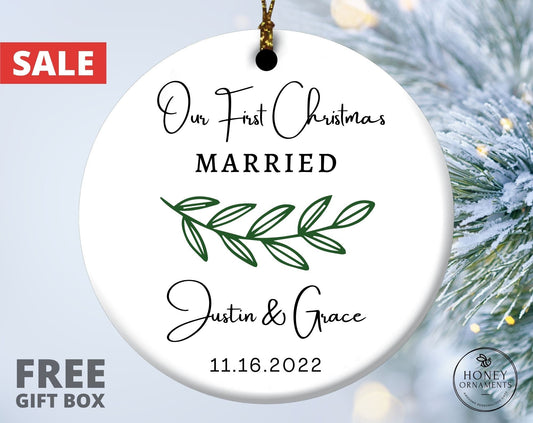 Our First Christmas Married Ornament, Just Married Christmas Ornament, First Christmas Married Ornament 2026, Newlywed Gift, Wedding Gift