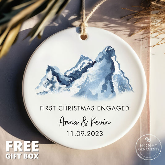 Personalized Ceramic Engagement Ornament – First Christmas Engaged, Custom Names & Date (2026)
