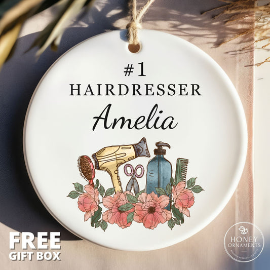 Hairdresser Christmas Ornament, Hairdresser Gift, Hair Stylist Gift, Hairstylist Gift, Custom Hairstylist Ornament, #1 Hairdresser Keepsake