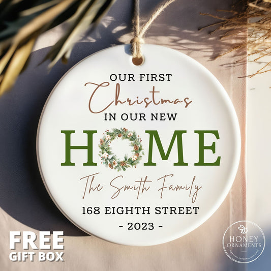 New Home Christmas Ornament, Custom New House Ornaments, Christmas Gifts, Personalized Our First Christmas in Our New Home Ornament