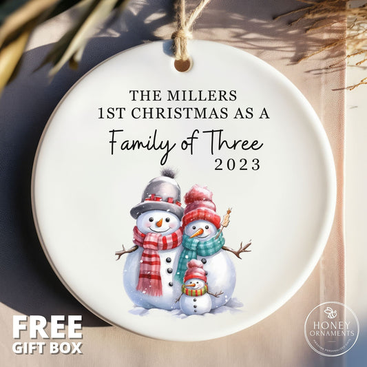 Personalized Family of Three Ornament - Family of 3 - Family Christmas Ornament - Baby's First Christmas Ornament, First Christmas Ornament