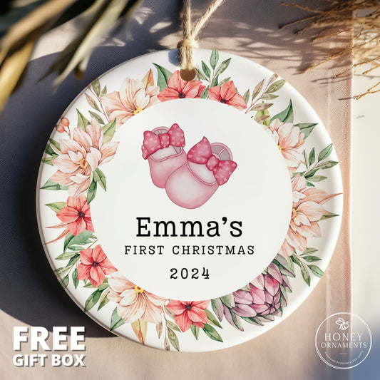 Personalized Baby's First Christmas Ornament – Newborn Keepsake, Baby Girl Gift