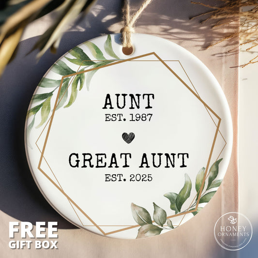 Great Aunt Gift, Great Aunt Ornament, Pregnancy Reveal, Baby Announcement, New Baby Announcement, Gift for Great Aunt, Promoted Great Aunt