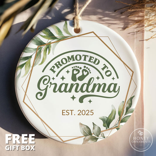 Promoted Grandma Christmas Ornament, Grandma Gift, Personalized Gift For Grandma, Grandma Ornament, Pregnancy Announcement, New Grandma