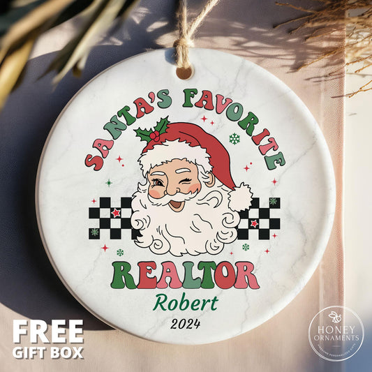 Santa's Favorite Realtor Ornament, Personalized Realtor Gift, Realtor Closing Gift for Realtor, Real Estate Agent Gift, Christmas Realtor