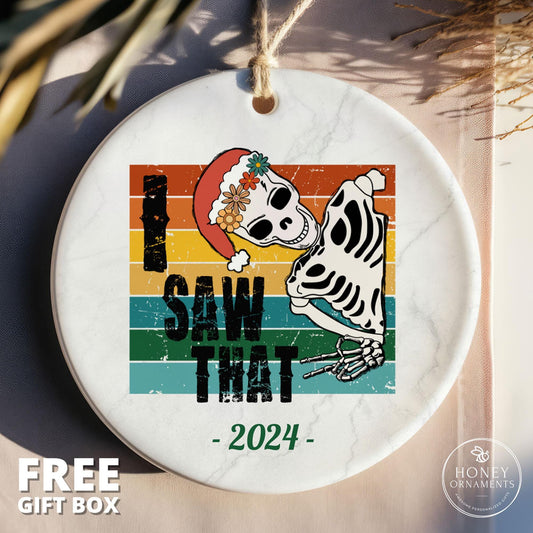 I Saw That Skull Ornament 2026 Funny Christmas Ornament Stocking Stuffer Gift for Kids Secret Santa Gift Exchange Funny White Elephant Gift