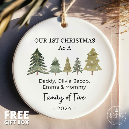 Family of Five Christmas Ornament, Personalized New Baby's First Christmas Ornament, Family of 5, First Christmas Ornament, Family Ornament