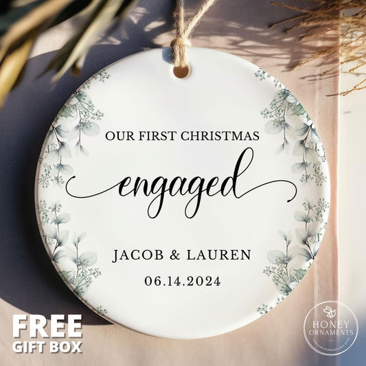Personalized Engaged Ornament, Engagement Gift, Christmas Gifts, Custom Couples Name Ornament, Wedding Ornament, Christmas Ornament, Engaged