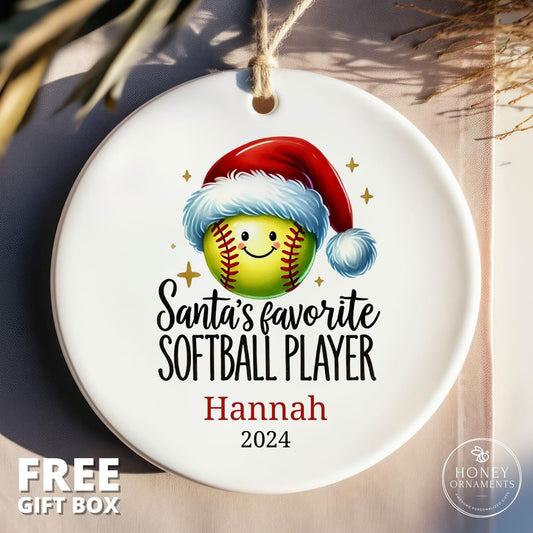 Softball Gifts for Girls Softball Team Gift Personalized Softball Christmas Ornament, Girls Softball Gifts for Softball Player Gift Custom