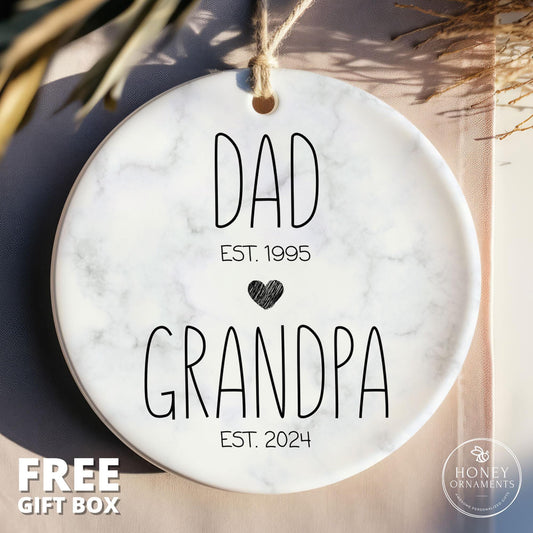 New Grandpa Gift Ornament, Dad to Grandpa Keepsake - Father's Day, Pregnancy Announcement, First Time Grandpa, Personalized Pregnancy Reveal