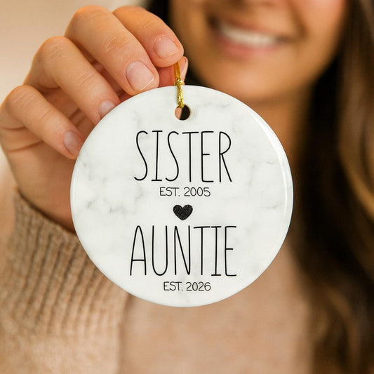 Custom Sister to Auntie Christmas Gift, Personalized New Aunt Ornament, Future Aunt Gift, Pregnancy Announcement Keepsake, Baby Reveal Gift