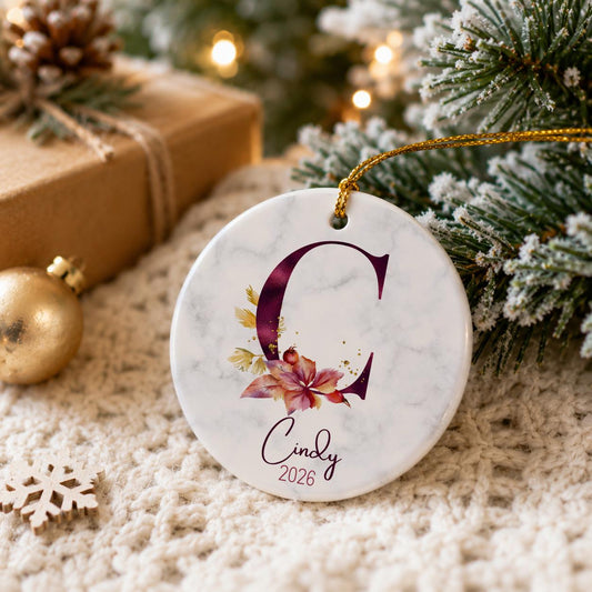 Personalized Initial Ornament 2026, Custom Monogram Christmas Ornament, Family Name Ornament, Personalized Letter Ornament, Holiday Keepsake