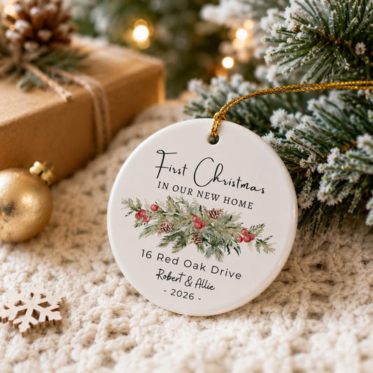 First Christmas in New Home Ornament 2026, Personalized New House Christmas Ornament, New Homeowner Housewarming Gift, First Home Keepsake