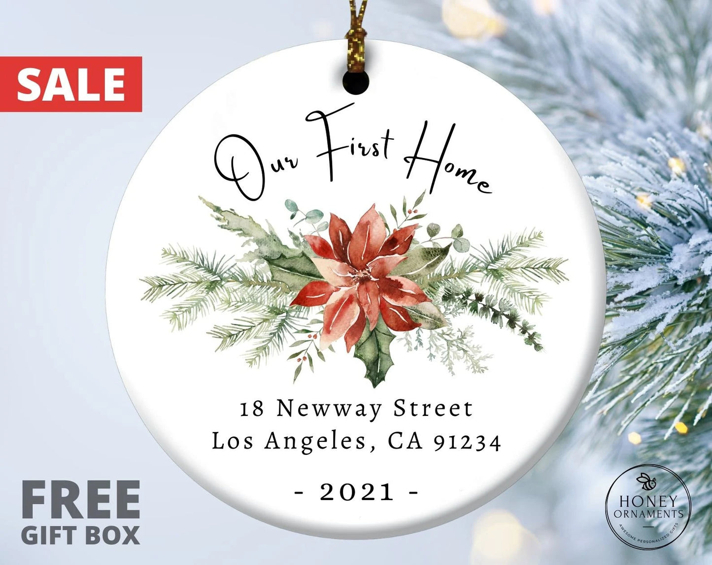 Our First Home Ornament, Personalized New Home Christmas Ornament, Custom First House Ornament, Christmas Gift, 1st Apartment Condo Ornament