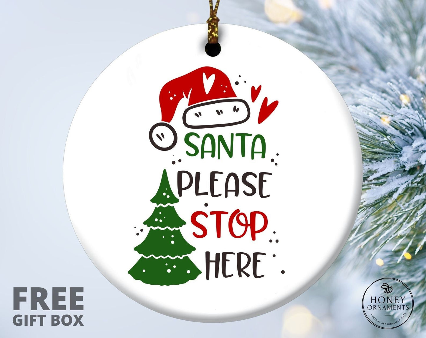 Family Christmas Ornament, 2023 Christmas Ornament, Kids 2023 Christmas Ornament, Funny Christmas Keepsake Gift, Santa, Please Stop Here