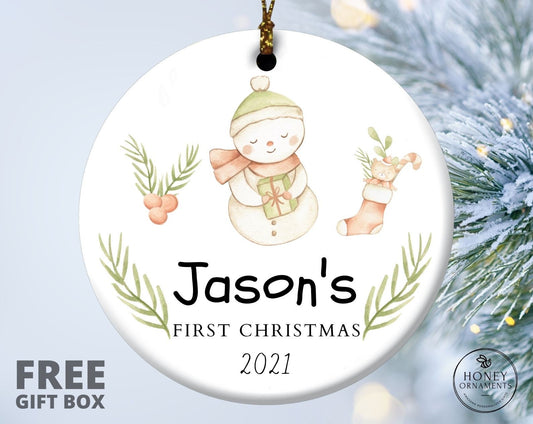 Baby First Christmas Ornament, Personalized 1st Christmas Baby Ornament, Custom Baby Boy Name, Christmas Ornament Gifts, Baby Ornament