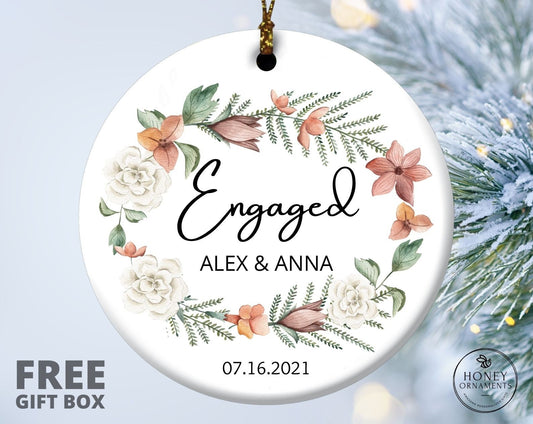 Engaged Ornament, Engagement Ornament, Personalized Keepsake, First Christmas Engaged Ornament, We Are Engaged, Engagement Gift Box