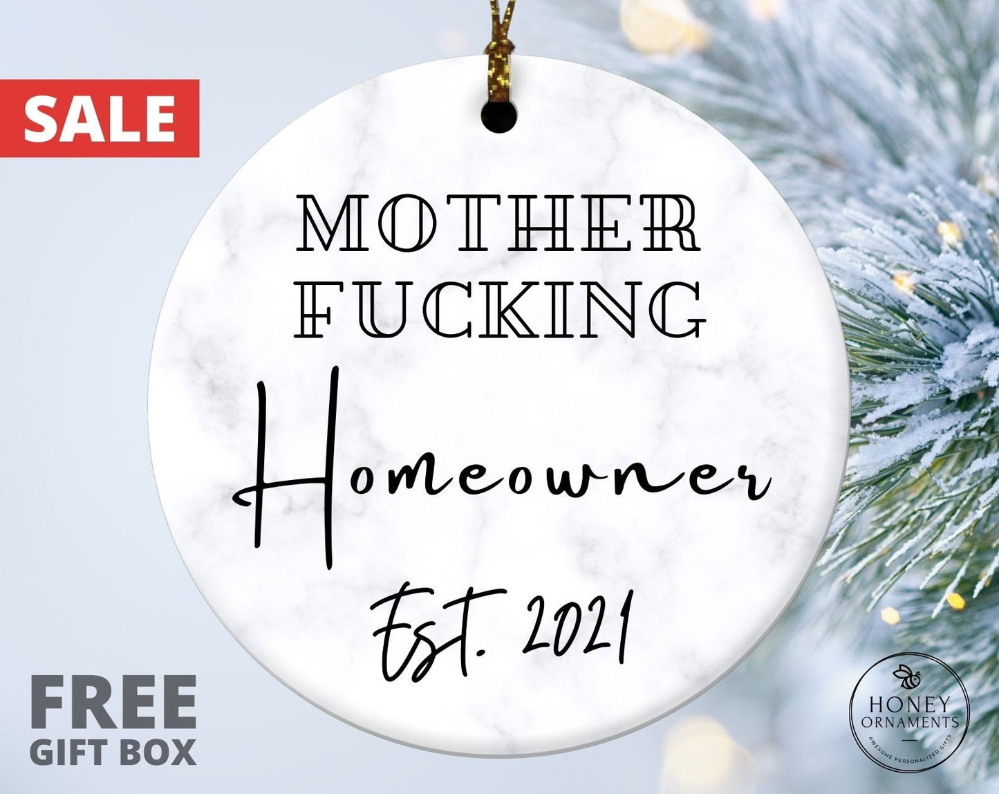 Mother Fucking Homeowner Ornament, Personalized New Home Owner Gift, Funny Housewarming Gift, Housewarming Party Gift, Home Owner Ornament