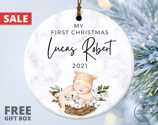 My First Christmas Ornament, Personalized Baby First Christmas Ornaments, Custom Baby Boy Girl Name Keepsake, New baby Gift