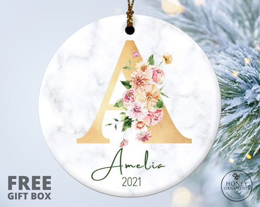 Personalized Initial Name Ornaments, 2023 Family Ornament, Custom Letter Ornament, Christmas gift, Family Keepsake, Monogram Initial Bauble