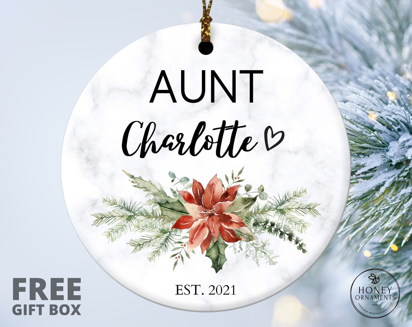 Aunt Ornament - New Aunt Gift - Pregnancy Announcement - Future Aunt Gift - New Baby Announcement Keepsake - Custom Aunt Christmas Gift
