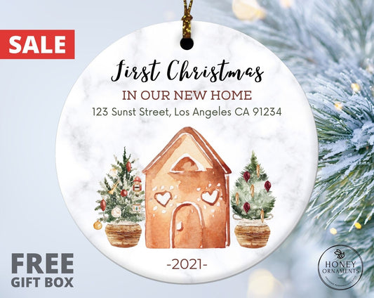 New Home Ornament, Personalized First Christmas in Our New Home Ornaments, Christmas Gift, First House 1st Apartment Condo House Ornament
