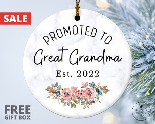Promoted to Great Grandma Ornament - EST 2023 - New Grandma Gift - First Time Grandma Ornament - Future Grandma Gifts - Mothers Day Gift