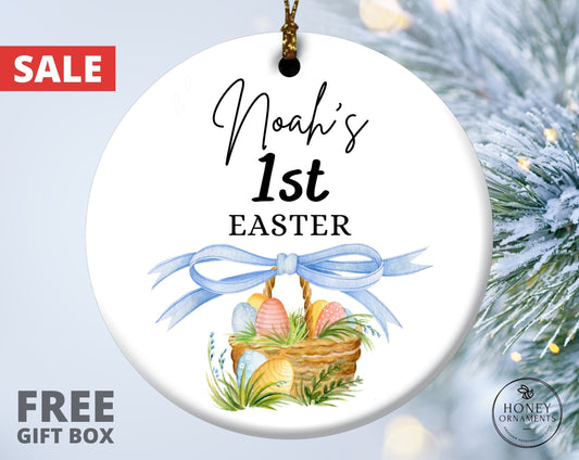 My First Easter Ornament, Custom New Baby Boy Name Ornament, Easter 2023, Personalized First Easter Bunny Ears Gift, Newborn Keepsake