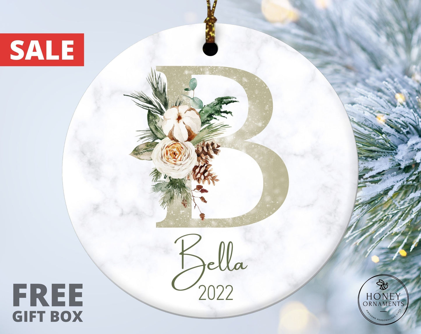 Personalized Letter Name Ornaments, 2023 Family Ornament, Custom Initial Ornament, Christmas gift, Family Keepsake, Monogram Ornament