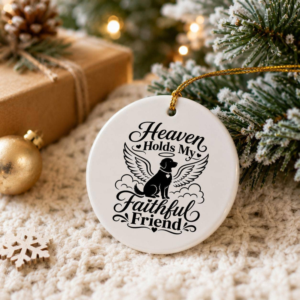 Ceramic Dog Memorial Ornament With Gift Box