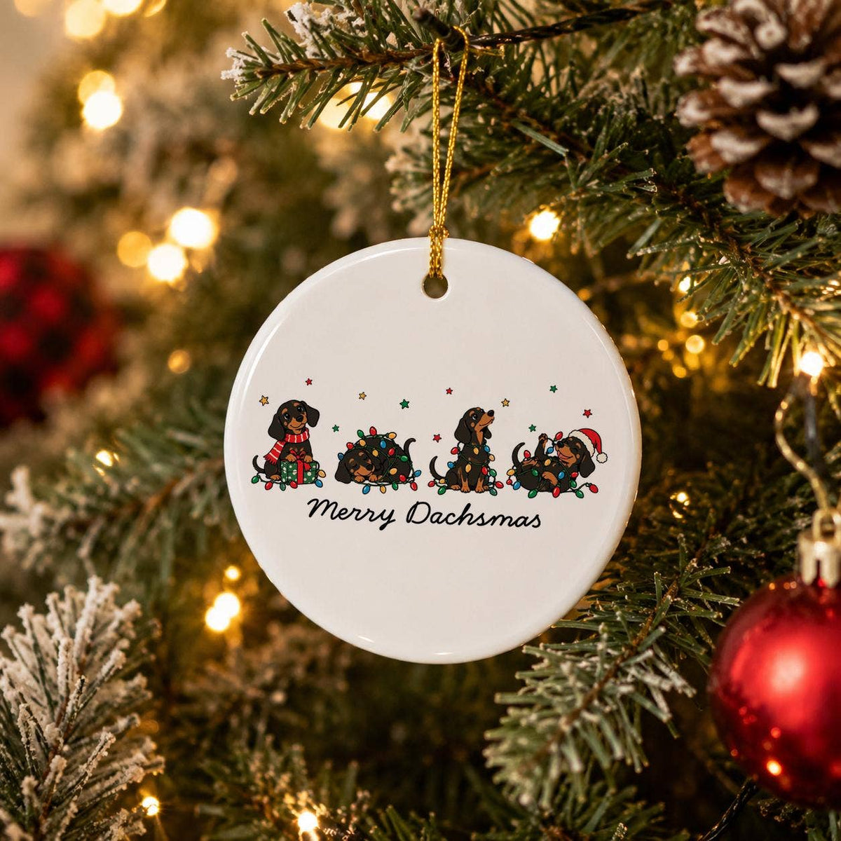 Merry Dachshmas Ceramic Christmas Ornament Gift Box