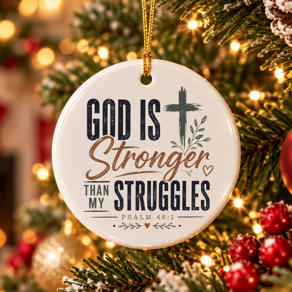 Faith & Hope Psalm 46:1 Ceramic Cross Ornament Gift