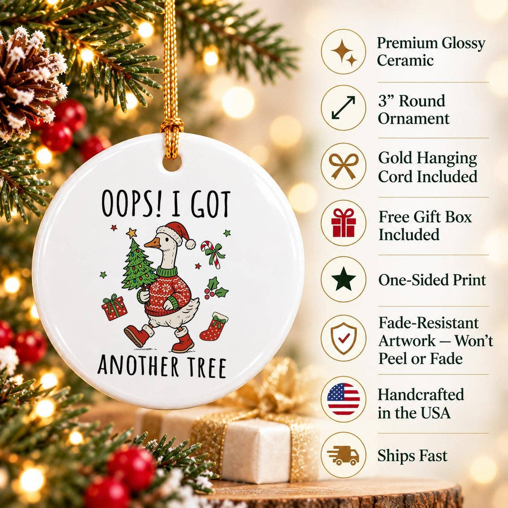 Goose in Festive Attire Humorous Ceramic Christmas Ornament