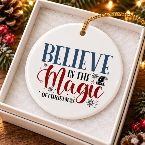 Believe in Magic Snowflake Christmas Ceramic Ornament Gift
