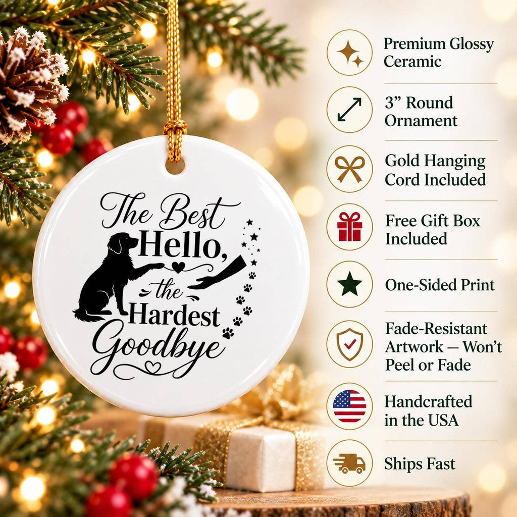 Pet Memorial Ceramic Ornament with Paw Prints & Sentiment